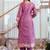 Onion pink shimmer viscose jacquard woven kurta pant set
