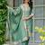 Sea green shimmer viscose jacquard woven kurta pant set