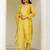 Yellow shimmer organza print with thread embroidery work kurta pant set