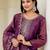 Purple shimmer organza print with thread embroidery work kurta pant set