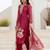 Maroon shimmer organza print with thread embroidery work kurta pant set