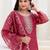 Maroon shimmer organza print with thread embroidery work kurta pant set