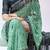 green color bandhni printed with foil work moss art silk saree with unstitched blouse
