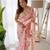 pink color embroidered chinon silk blend saree