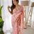 pink color embroidered chinon silk blend saree