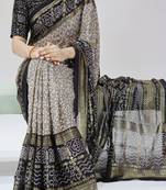 grey color bandhni printed with foil work moss art silk  saree with unstitched blouse