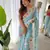 Sky Blue Color Embroidered Chinon Silk Saree