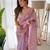 Lavender Color Embroidered Organza Silk Saree