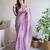 Lavender Color Embroidered Organza Silk Saree