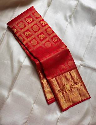 maroon art silk designer saree with woven work 3