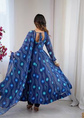 georgette bandhani kalicut anarkali suit with 4+ meter flair & dupatta 4