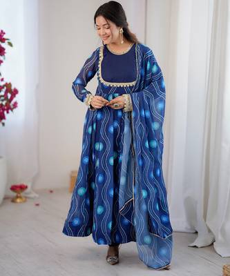 georgette bandhani kalicut anarkali suit with 4+ meter flair & dupatta 5