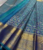 blue art silk designer saree with woven pattern