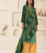 Green bandhani kurta set