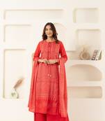 Red bandhani kurta set