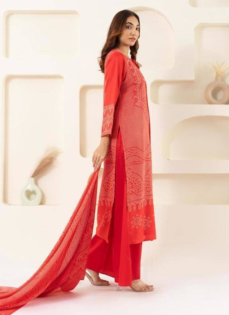 Red bandhani kurta set