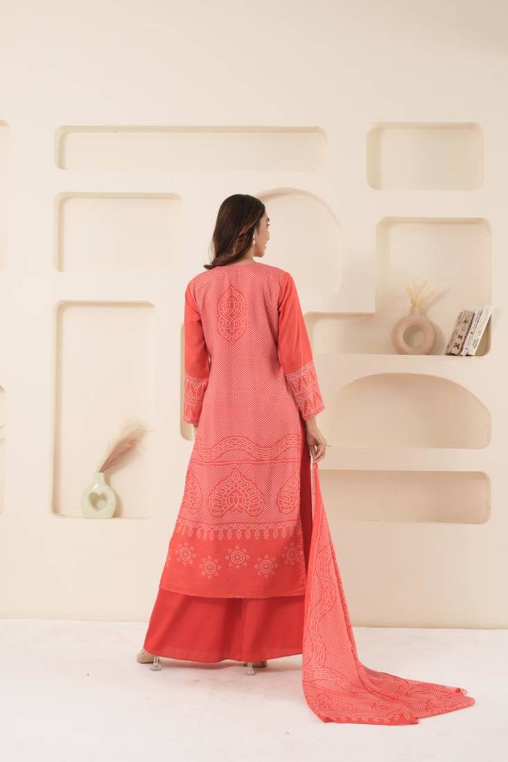 Red bandhani kurta set