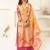 Cream and pink tissue kurta set