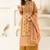Floral embroidered gold tissue kurta set