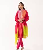 Lotus embroidered shaded kurta bottom set