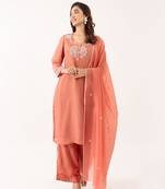 Peach crystal kurta set