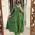 Floral printed green v neck cotton kurta set with trouser