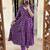 Floral printed purple v neck cotton kurta set with trouser