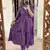 Floral printed purple v neck cotton kurta set with trouser
