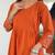 Floral embroidered orange v neck cotton kurta set with trouser