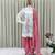 	White Vichitra Silk Embroidered Kurta With Patiala Pant With Dupatta