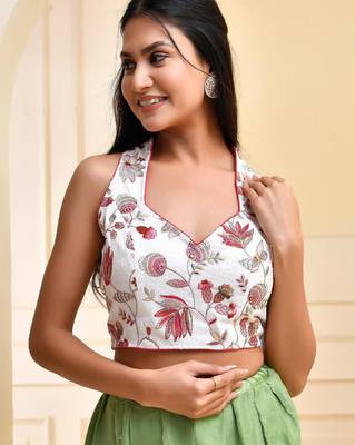 Embroidered Halter Neck Saree Blouse 1