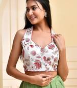 Embroidered Halter Neck Saree Blouse