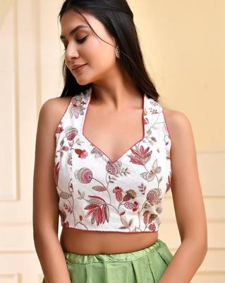 Embroidered Halter Neck Saree Blouse 2