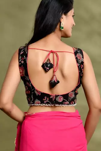 Embroidered Sweetheart Neck Saree Blouse