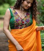 Lehriya Printed with Embroidered Saree Blouse