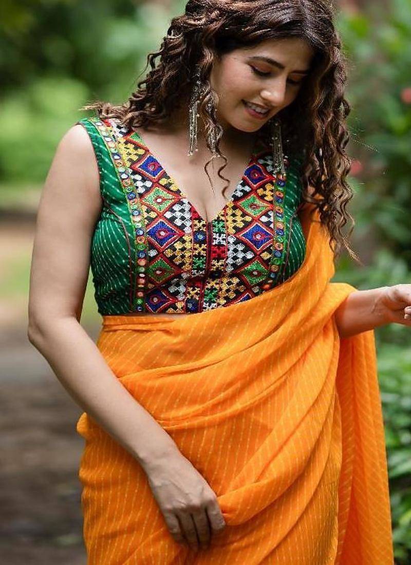 Lehriya Printed with Embroidered Saree Blouse