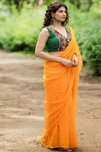 Lehriya Printed with Embroidered Saree Blouse