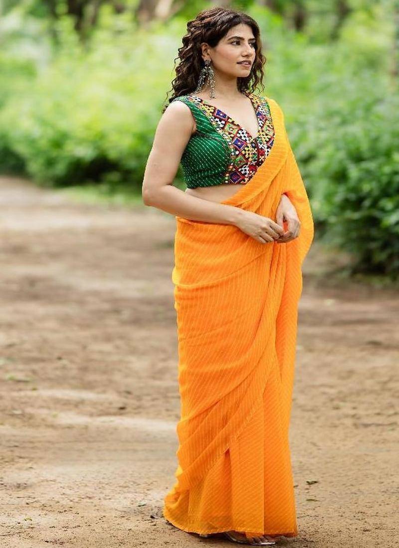 Lehriya Printed with Embroidered Saree Blouse