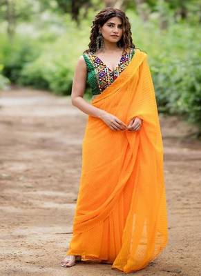 Lehriya Printed with Embroidered Saree Blouse 5