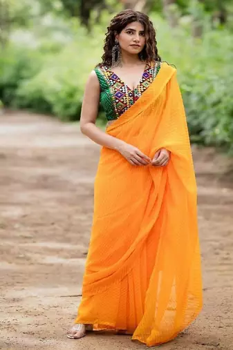 Lehriya Printed with Embroidered Saree Blouse