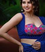 Lehriya Printed with Embroidered Sleeveless Saree Blouse