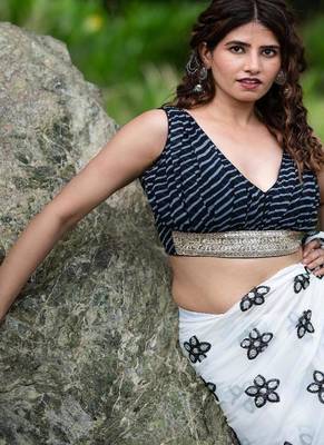 Lehriya Printed with Embroidered Saree Blouse 1