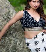 Lehriya Printed with Embroidered Saree Blouse