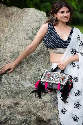Lehriya Printed with Embroidered Saree Blouse