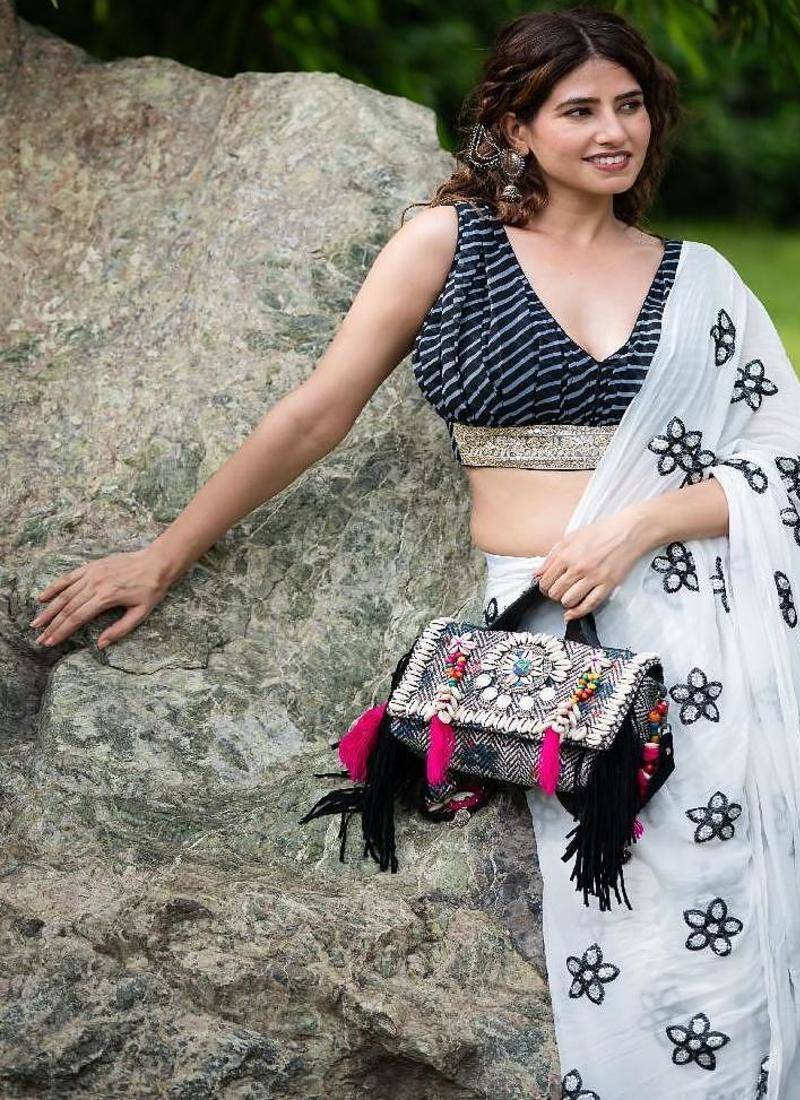 Lehriya Printed with Embroidered Saree Blouse
