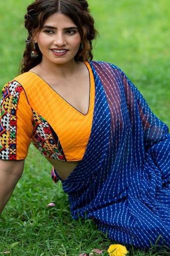 Lehriya Printed with Embroidered Saree Blouse
