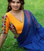 Lehriya Printed with Embroidered Saree Blouse