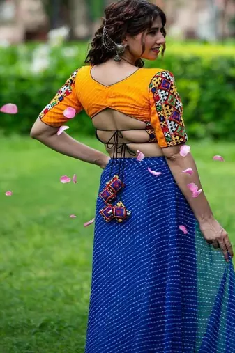Lehriya Printed with Embroidered Saree Blouse