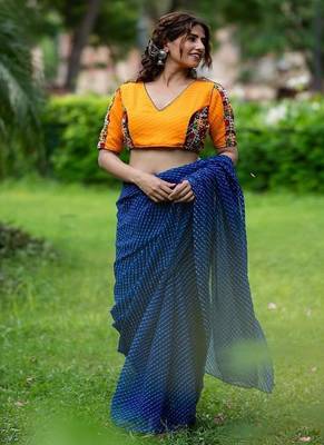 Lehriya Printed with Embroidered Saree Blouse 4