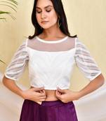 Sequinned Pearl-Studded Padded Saree Blouse